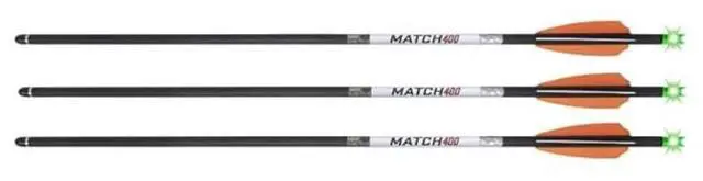 Main image of TenPoint Wicked Ridge Match 400 Alpha-Blaze 20-Inch 0.004-Inch Straight Lighted Carbon Arrows with Stainless-Steel Inserts and Elongated Ear (Black, 3-Pack)