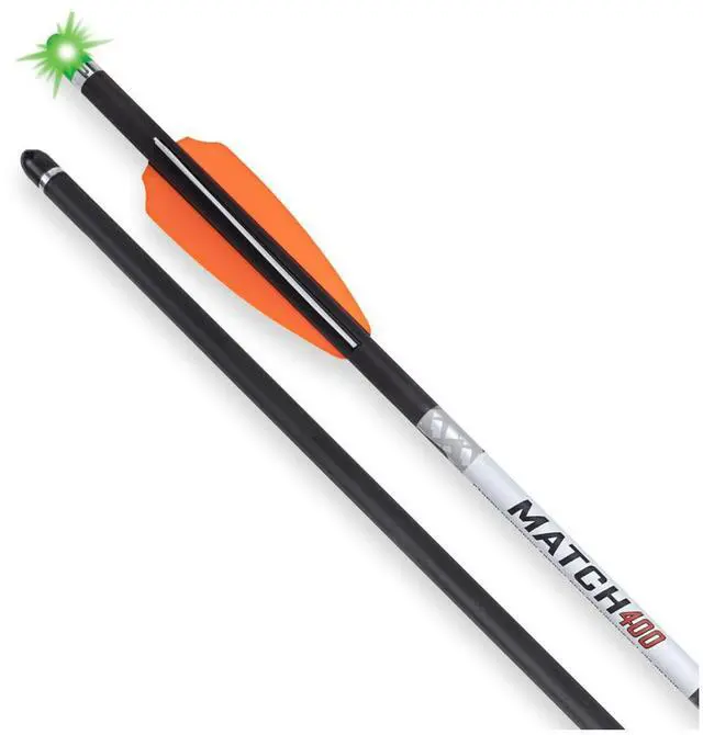 Alt view image 2 of 7 - TenPoint Wicked Ridge Match 400 Alpha-Blaze 20-Inch 0.004-Inch Straight Lighted Carbon Arrows with Stainless-Steel Inserts and Elongated Ear (Black, 3-Pack)