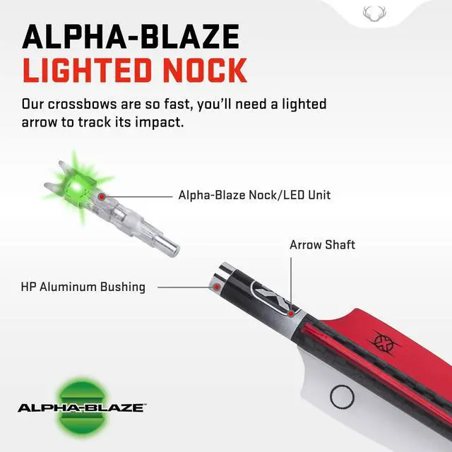 Alt view image 5 of 7 - TenPoint 16-Inch EVO-X Alpha-Blaze Lighted Carbon Crossbow Arrows (3-Pack)