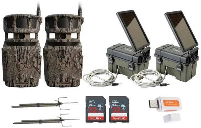 Main image of Stealth Cam Revolver 40MP Pro 360-Degree Cellular Trail Camera (2-Pack) Bundle with Trail Camera (2-Pack), Trail Camera Mount Stick (2-Pack), 32GB Memory Card (2-Pack), and Card Reader (9 Items)