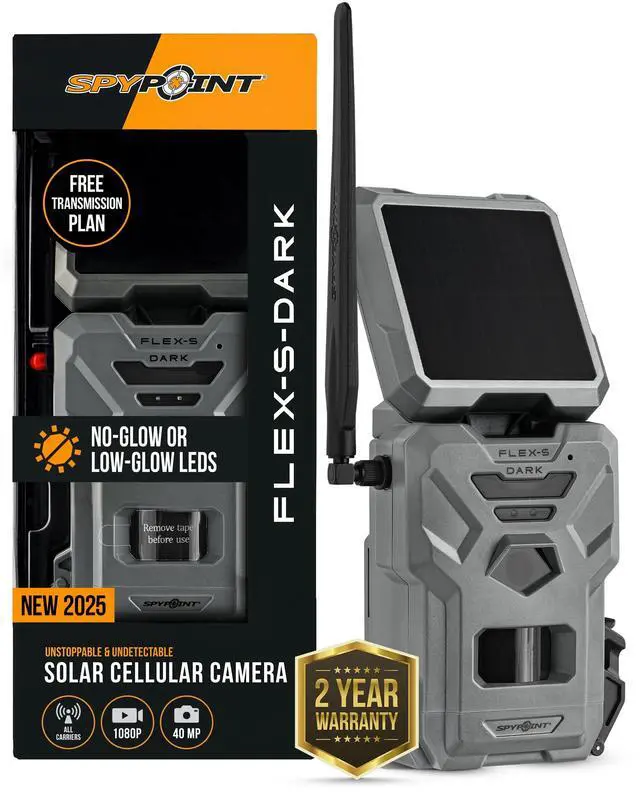 Alt view image 4 of 7 - SPYPOINT FLEX-S DARK Cellular Night Vision Trail Camera with Integrated Solar Panel, Dual SIM Configuration, 40MP Photo, and 1080p Videos with Sound (Gray)