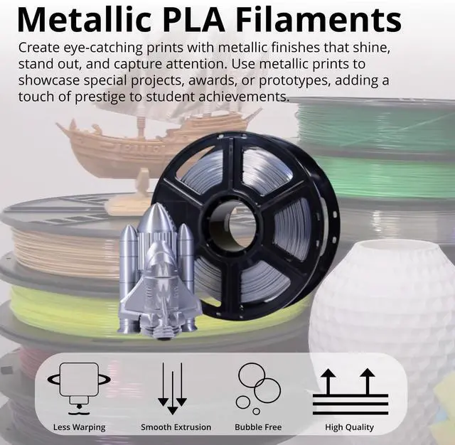 Alt view image 2 of 6 - MakerBot 375-0084A Metallic Color Series 1.75mm PLA Filament for Sketch and Sketch Large Printers (Shimmering Silver, 2.2 Lb)