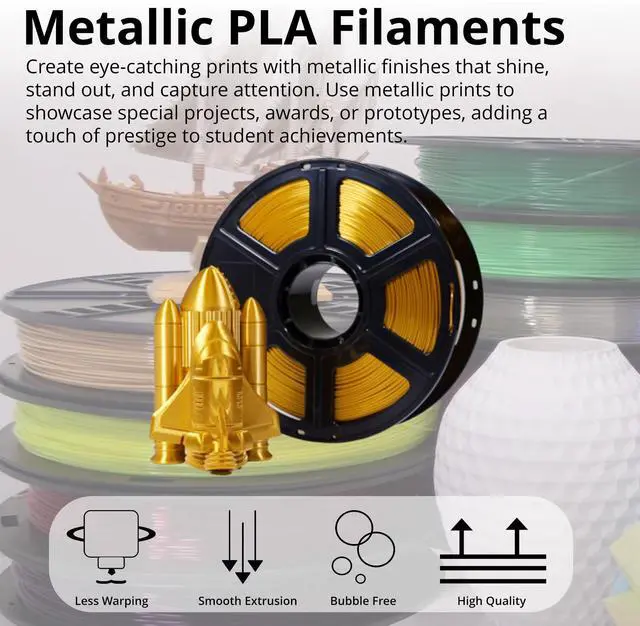 Alt view image 2 of 7 - MakerBot 375-0085A Metallic Color Series 1.75mm PLA Filament for Sketch and Sketch Large Printers (Crown Gold, 2.2 Lb)