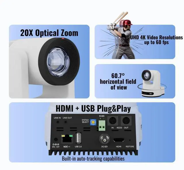 Alt view image 6 of 11 - PTZOptics Move SE PTZ Camera with 20x Optical Zoom + PTZOptics SuperJoy PTZ Camera Controller