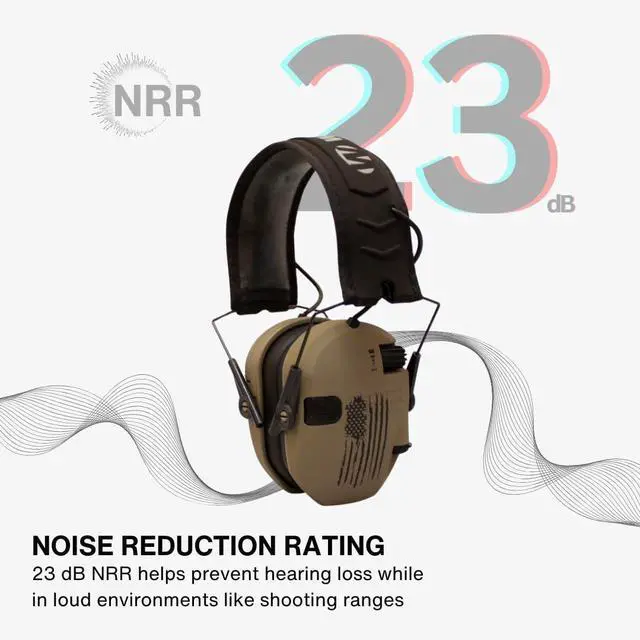 Alt view image 3 of 6 - Walker's Razor Slim Electronic Hearing Muff (Distressed Flag) Bundle with Walkie Talkie Attachment (Flat Dark Earth) (2-Pack), Sport Glasses (Clear) (2-Pack), and Cleaning Cloth (2-Pack) (8 Items)