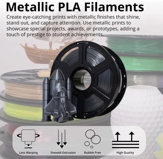 Alt view image 3 of 7 - MakerBot 375-0086A Metallic Color Series Sketch 1.75mm PLA Filament for Sketch and Sketch Large Printers (Midnight Metal)