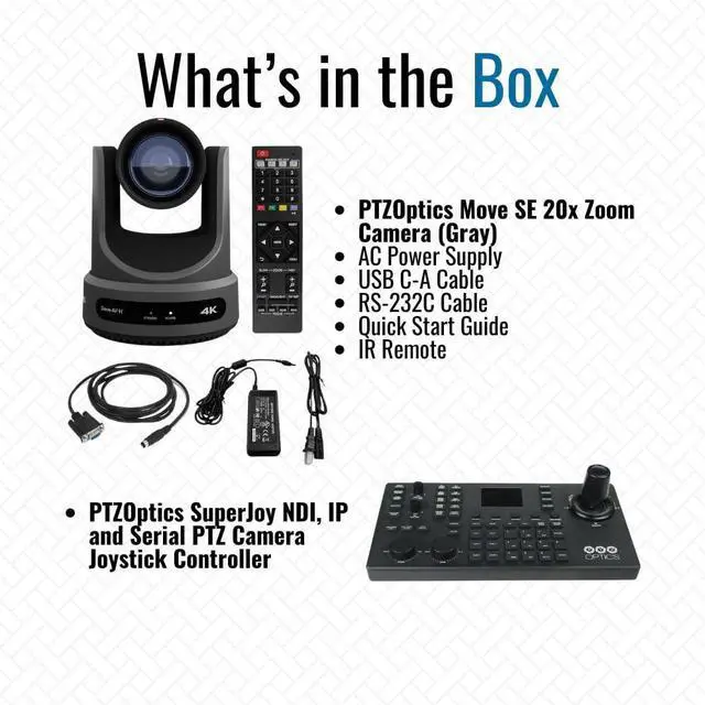 Alt view image 11 of 11 - PTZOptics Move SE PTZ Camera with 20x Optical Zoom + PTZOptics SuperJoy PTZ Camera Controller
