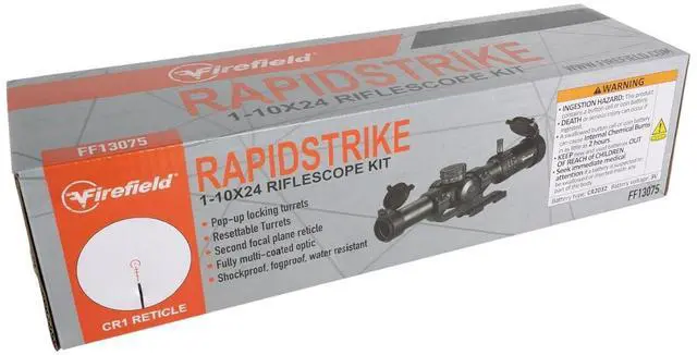 Alt view image 6 of 7 - Firefield RapidStrike 1-10x24 Shockproof, Fogproof, and Water-Resistant Riflescope Kit with BDC Reticle, Locking Turrets, and Multi-Coated Optics (Black)