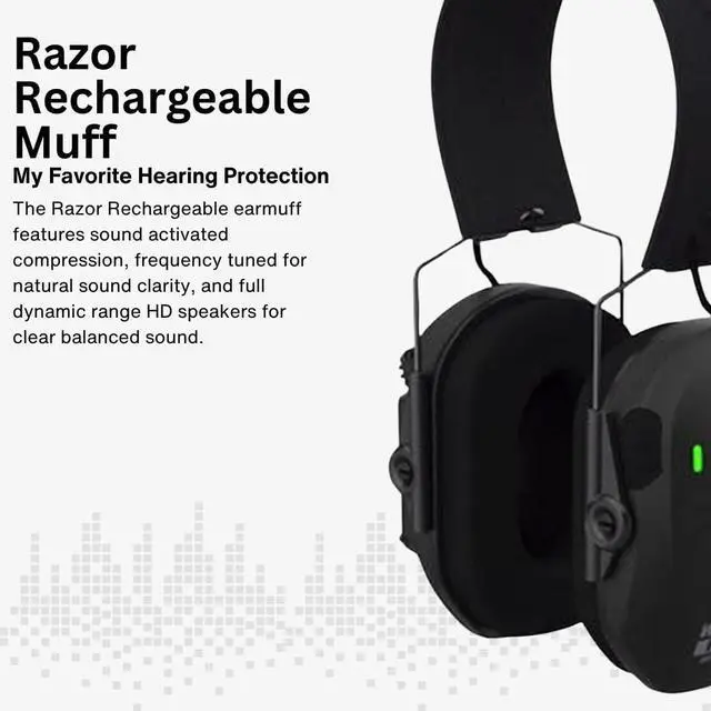 Alt view image 4 of 7 - Walker's Razor Rechargeable Black Muff with Hearing Protection Black Case Bundle