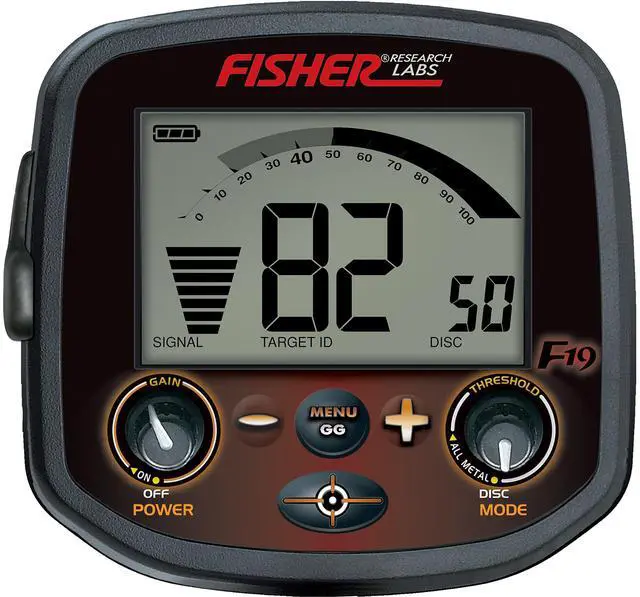 Alt view image 2 of 2 - Fisher F19 Metal Detector with 11-Inch DD Waterproof Searchcoil, FeTone Adjustable Iron Audio, Computerized Ground Grab, and Continuous Ground Condition Readout (Black)