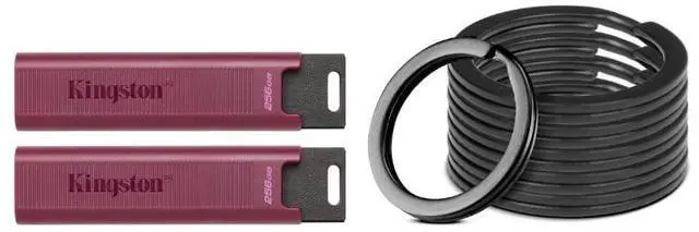 Main image of Kingston DataTraveler Max Type-A 256GB High-Performance USB Flash Drive (2-Pack) Bundle with Focus Camera Premium Stainless Steel Keychain Rings (3 Items)