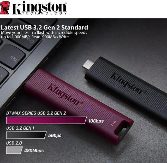 Alt view image 3 of 7 - Kingston DataTraveler Max Type-A 256GB High-Performance USB Flash Drive (2-Pack) Bundle with Focus Camera Premium Stainless Steel Keychain Rings (3 Items)