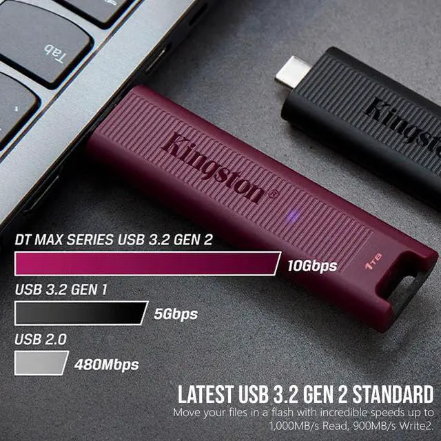 Alt view image 3 of 7 - Kingston DataTraveler Max Type-A 256GB High Performance USB Flash Drive (5-Pack) Bundle with Focus Camera Stainless Steel Keyrings (10-Pack) (6 Items)