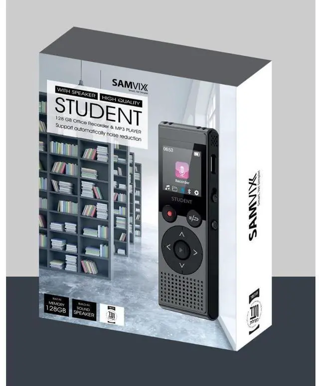 Alt view image 3 of 3 - Samvix Student 128 Kosher Office Voice Recorder and MP3 Player with Sound Speaker Supports Automatically Noise Reduction (128GB, Gray and Black)
