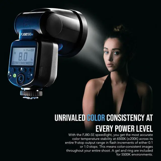 Alt view image 3 of 7 - Westcott FJ80-SE M Universal 80Ws Speedlight Bundle with FJ80-SE DC 7.4V 2500mAh 18.5Wh Li-Ion Battery and FJ80-SE 8.4V Battery Charger and Cord (3 Items)