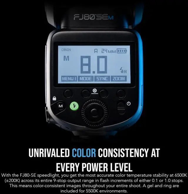 Alt view image 6 of 7 - Westcott FJ80-SE M Universal 80Ws Speedlight Bundle with FJ80-SE DC 7.4V 2500mAh 18.5Wh Li-Ion Battery and FJ80-SE 8.4V Battery Charger and Cord (3 Items)