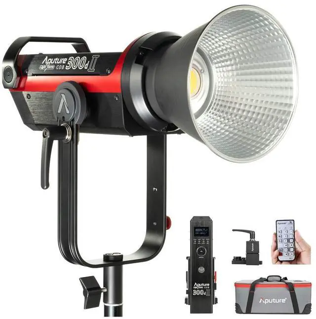 Alt view image 7 of 7 - Aputure Light Storm C300d Mark II 300W 96+ CRI LED Light Kit with V-Mount Battery Plate and Accessories