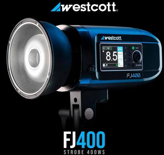 Alt view image 2 of 7 - Westcott FJ400 400Ws Strobe with AC and DC Li-Ion Polymer Battery Bundle with Westcott Diffusion Fabric for 43-Inch-Deep Parabolic Umbrella with Adjustable Drawstring Entry Point (2 Items)