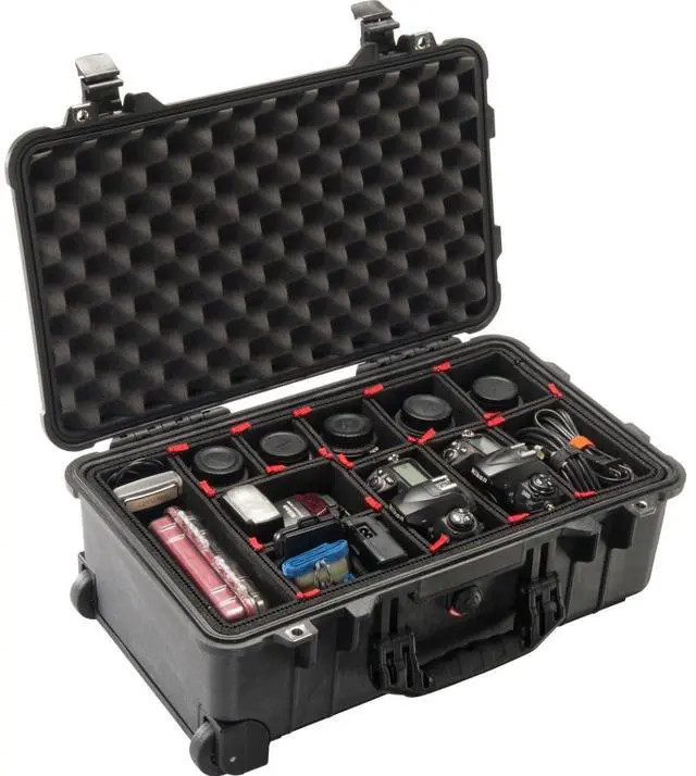 Alt view image 12 of 13 - Pelican 1510TP Carry-On Case with TrekPak Divider System, Black #015100-0050-110