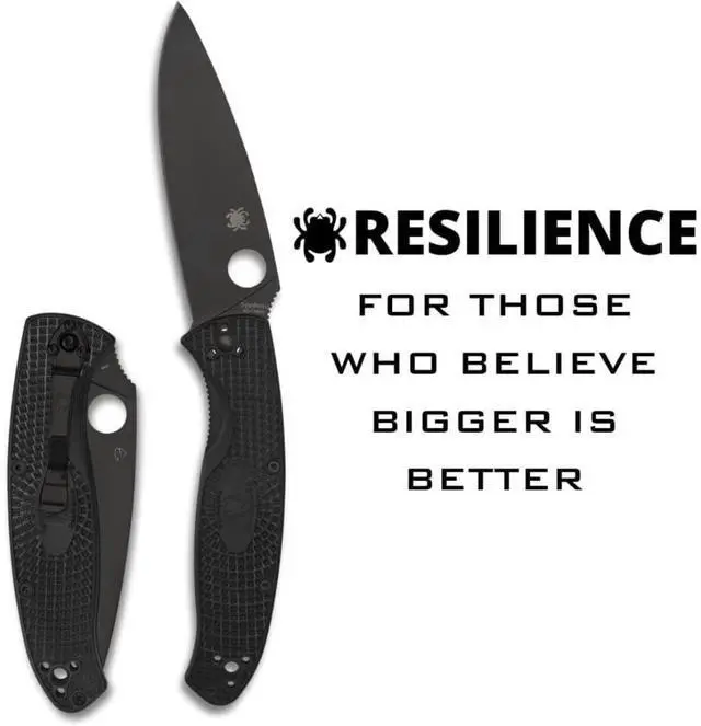 Alt view image 7 of 7 - Spyderco Resilience Lightweight Foldable Knife with Stainless Steel Blade and Durable Secure Grip FRN Handle (Black)