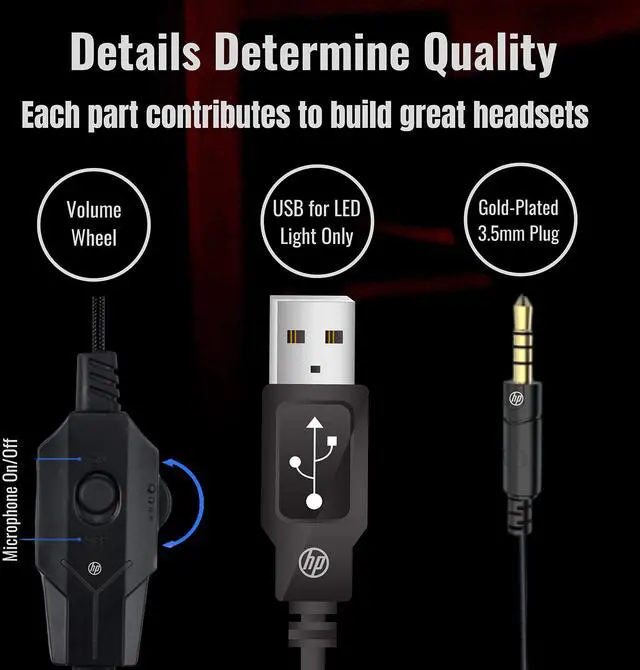 Alt view image 5 of 7 - Hewlett Packard H220S Wired USB Gaming Headset
