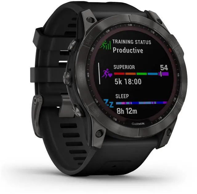 Alt view image 8 of 11 - Garmin fenix 7X Solar 51mm Multisport GPS Smartwatch, Slate Gray with Black Band