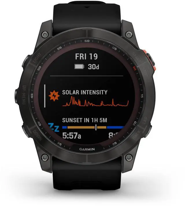 Alt view image 6 of 11 - Garmin fenix 7X Solar 51mm Multisport GPS Smartwatch, Slate Gray with Black Band
