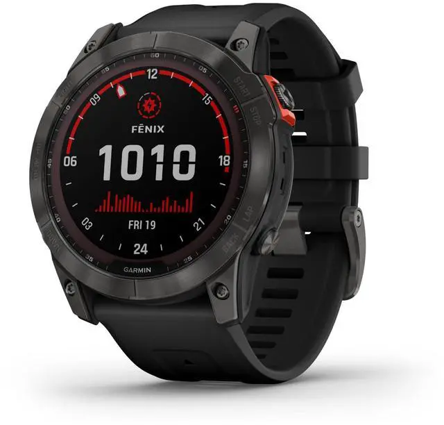 Alt view image 7 of 11 - Garmin fenix 7X Solar 51mm Multisport GPS Smartwatch, Slate Gray with Black Band