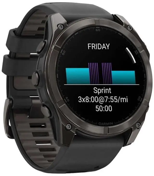 Alt view image 11 of 15 - Garmin FENIX851CGT Fenix 8 AMOLED 51mm Smart Watch - Carbon Gray and Black / Pebble Gray
