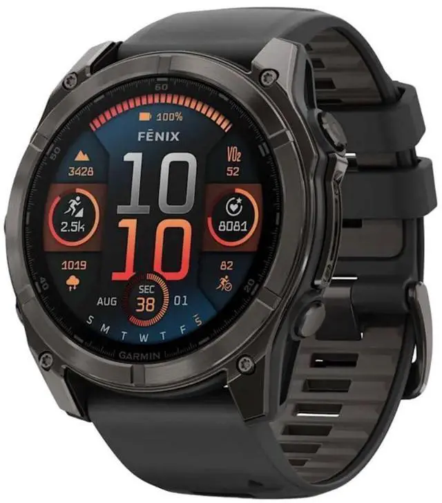 Alt view image 9 of 15 - Garmin FENIX851CGT Fenix 8 AMOLED 51mm Smart Watch - Carbon Gray and Black / Pebble Gray