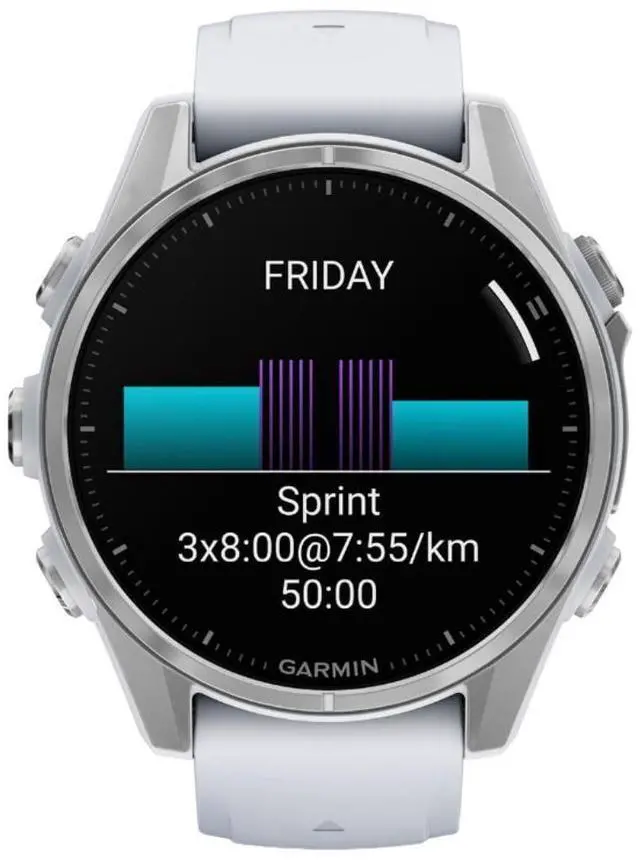 Alt view image 3 of 8 - Garmin fnix® 8 - 43mm, AMOLED, Premium Multisport GPS Smartwatch, Long-Lasting Battery Life, Dive-Rated, Built-in LED Flashlight, Silver with Whitestone Band