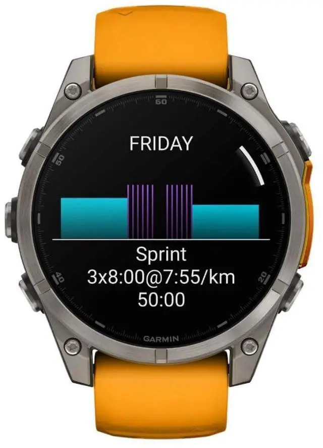 Alt view image 13 of 18 - Garmin fnix® 8, 47 mm, AMOLED, Sapphire, Titanium with Spark Orange/Graphite Silicone Band