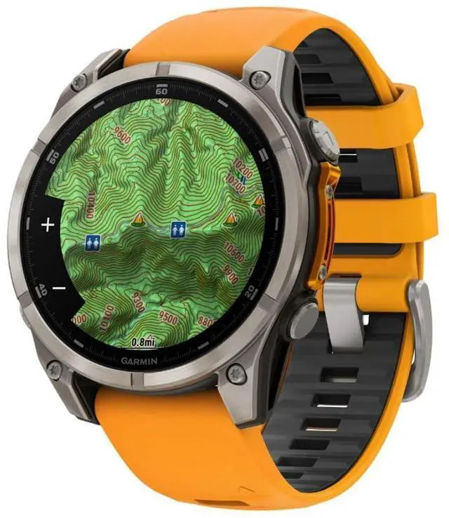 Alt view image 15 of 18 - Garmin fnix® 8, 47 mm, AMOLED, Sapphire, Titanium with Spark Orange/Graphite Silicone Band