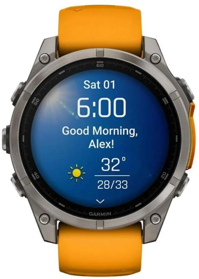 Alt view image 14 of 18 - Garmin fnix® 8, 47 mm, AMOLED, Sapphire, Titanium with Spark Orange/Graphite Silicone Band
