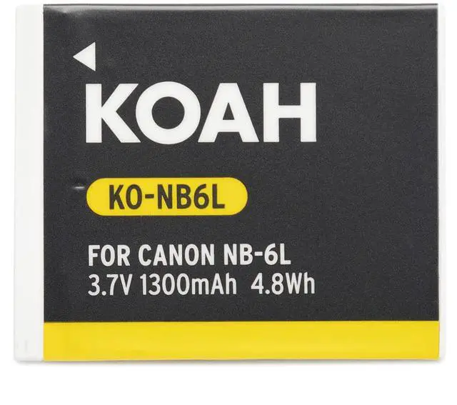 Alt view image 4 of 7 - Koah PRO Rechargeable Replacement 1300 mAh Li-Ion Battery and Charger Compatible with Canon NB-6L, NB-6LH, small, compact and ultra portable spare charge kit, USB charging output for digital camera