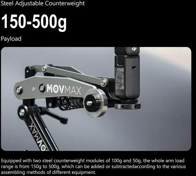Alt view image 2 of 7 - Movmax Blade Arm for DJI Pocket 3, Insta 360, and GoPro HERO 12 Cameras with N2 Arm Technology Bundle with Waterproof Hard Case (Black) (2 Items)