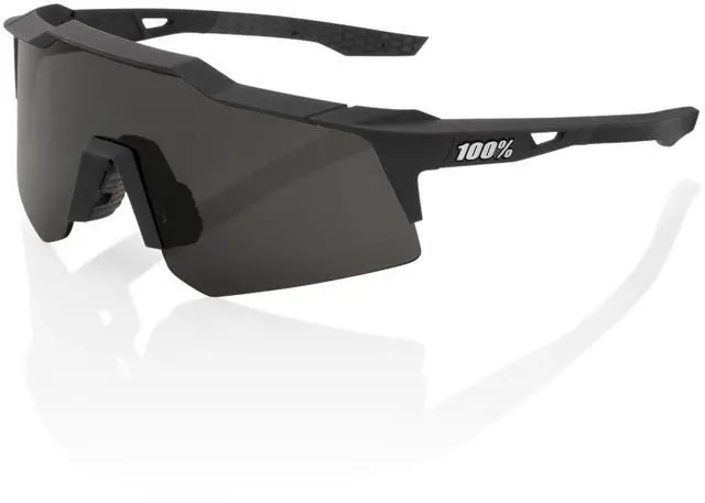 Main image of 100 Percent Speedcraft XS Sport Performance Comfort Fit Cycling Sunglasses with Lightweight and Shatterproof TR90 Frame and Ultra-Grip Rubber Nose (Soft Tact Black with Smoke Lens)