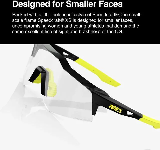 Alt view image 5 of 7 - 100 Percent Speedcraft XS Sport Performance Comfort Fit Cycling Sunglasses with Lightweight and Shatterproof TR90 Frame and Ultra-Grip Rubber Nose (Soft Tact Black with Smoke Lens)