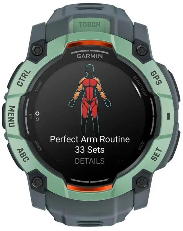 Alt view image 11 of 15 - Garmin Instinct® 3 50mm, AMOLED Display, Rugged Outdoor GPS Smartwatch, Metal-Reinforced Bezel, Built-in Flashlight, Up to 18 Days of Battery Life, Neo Tropic/Twilight