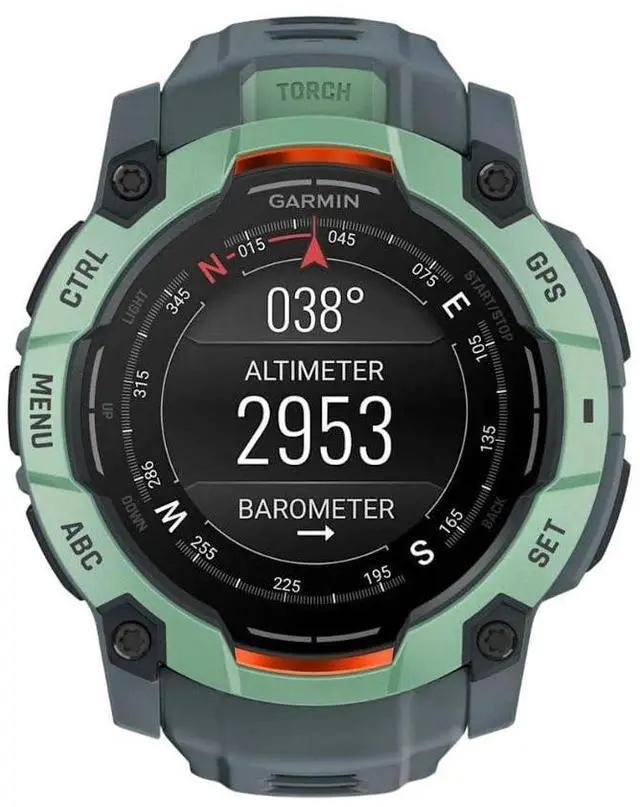 Alt view image 10 of 15 - Garmin Instinct® 3 50mm, AMOLED Display, Rugged Outdoor GPS Smartwatch, Metal-Reinforced Bezel, Built-in Flashlight, Up to 18 Days of Battery Life, Neo Tropic/Twilight