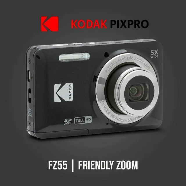 Alt view image 2 of 7 - PIXPRO Friendly Zoom FZ55 Digital Camera (Black) Bundle | 32GB Memory Card, LCD Screen Protectors, (3 items)