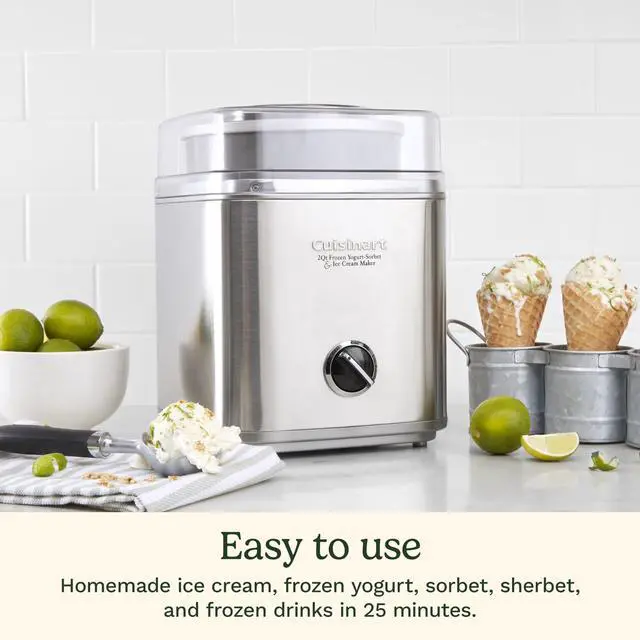 Alt view image 2 of 6 - Ice Cream Maker Machine, 2-Quart Ice Cream, Sorbet and Frozen Yogurt Machine, Fully Automatic Double-Insulated Freezer Bowl Makes Frozen Desserts in Under 30 Minutes, ICE30BCP1, Silver