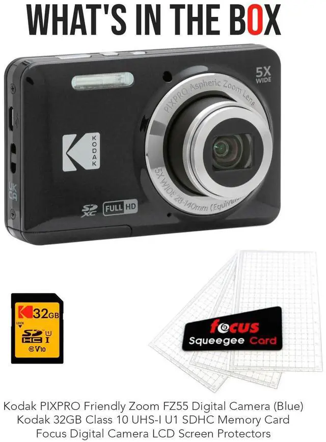 Alt view image 7 of 7 - PIXPRO Friendly Zoom FZ55 Digital Camera (Black) Bundle | 32GB Memory Card, LCD Screen Protectors, (3 items)