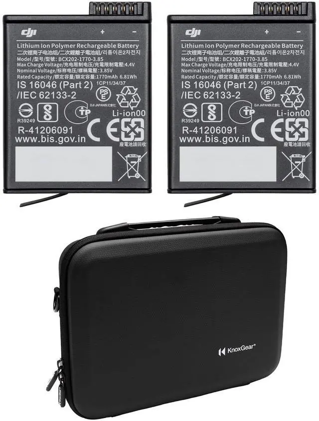 Main image of DJI Osmo Action Extreme Battery Plus (2-Pack) with Osmo Action 5 / Action 4 / Action 3 Portable Storage and Carrying Case