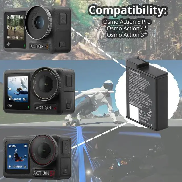 Alt view image 3 of 7 - DJI Osmo Action Extreme Battery Plus (2-Pack) with Osmo Action 5 / Action 4 / Action 3 Portable Storage and Carrying Case