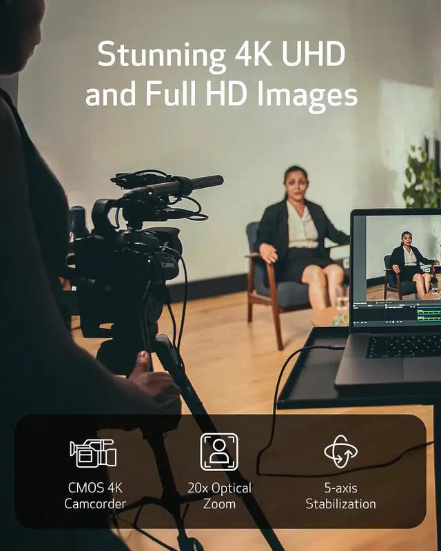 Alt view image 3 of 7 - Canon XA60 Professional UHD 4K Camcorder - OEM