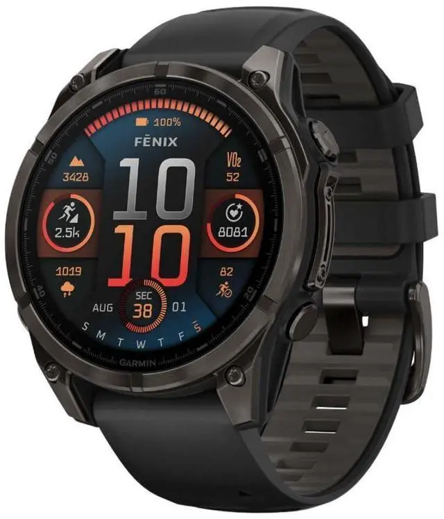 Alt view image 12 of 18 - Garmin fnix® 8, 47 mm, AMOLED, Sapphire, Carbon Gray DLC Titanium with Black/Pebble Gray Silicone Band