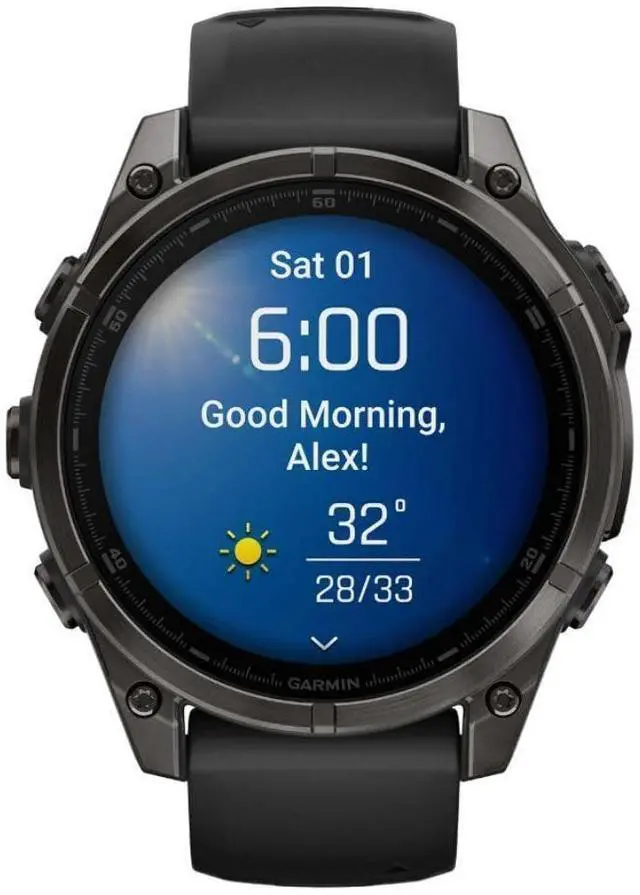 Alt view image 13 of 18 - Garmin fnix® 8, 47 mm, AMOLED, Sapphire, Carbon Gray DLC Titanium with Black/Pebble Gray Silicone Band