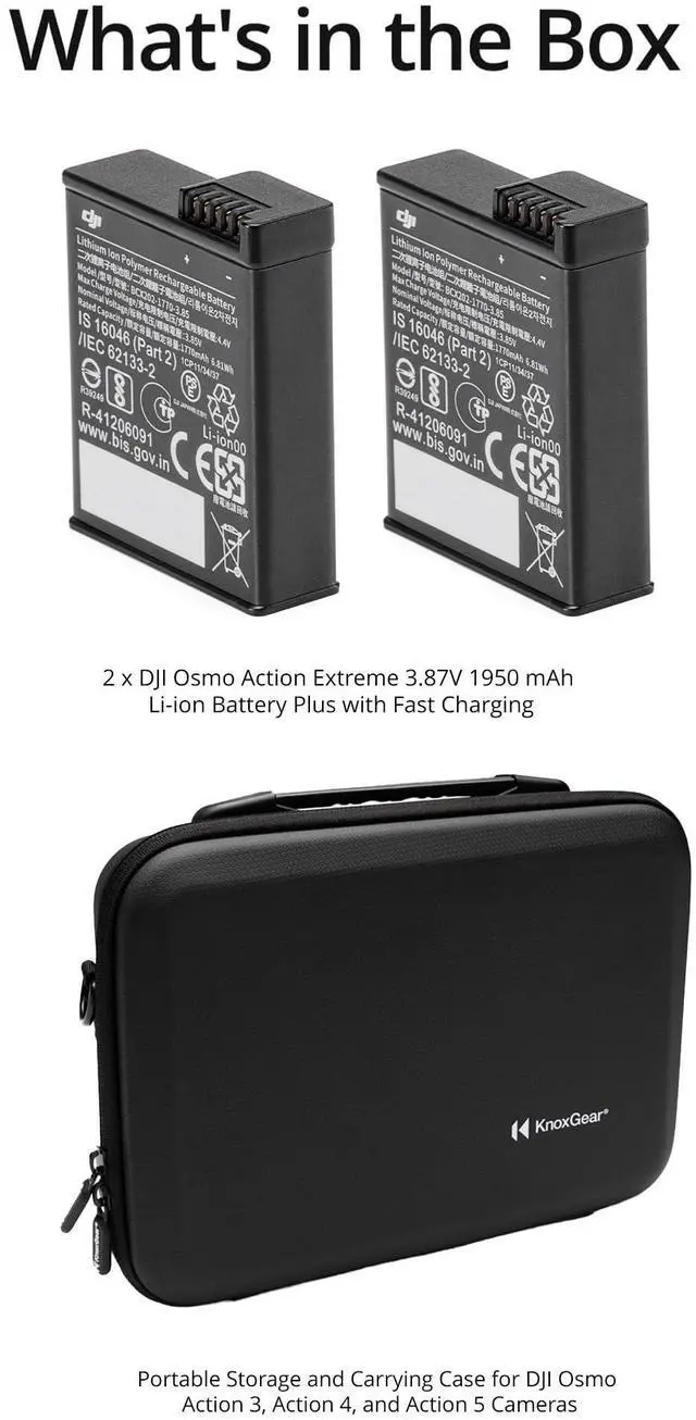 Alt view image 6 of 7 - DJI Osmo Action Extreme Battery Plus (2-Pack) with Osmo Action 5 / Action 4 / Action 3 Portable Storage and Carrying Case