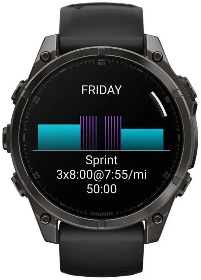 Alt view image 14 of 18 - Garmin fnix® 8, 47 mm, AMOLED, Sapphire, Carbon Gray DLC Titanium with Black/Pebble Gray Silicone Band